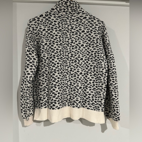 The Loft Black and White Cheetah Half Zip Collared Sweater Small - Picture 5 of 11